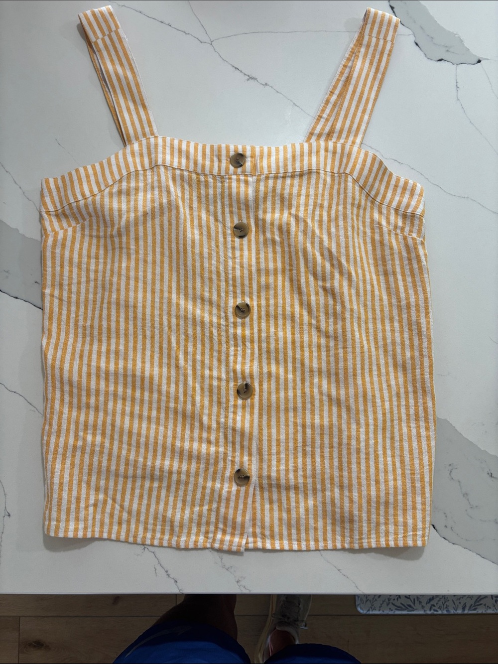 J. Crew Factory Yellow and White Striped Button-Front Cami